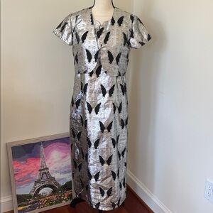 Silver and Black Butterfly Dress with Vest